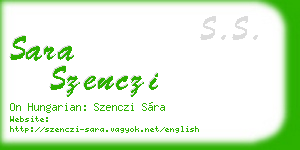 sara szenczi business card